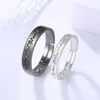 Wedding Rings 2Pcs Love Heart Electrocardiogram Couple Open For Women Men Lover Black Silver Color Engagement Valentine'Day Gift