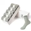 Men's Socks 5 Pairs Men's With Boxed Cotton Mid Tube Crew Stocking Summer Thin Sweat Absorbing Breathable Solid Hose