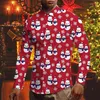 Hommes chemises décontractées hommes Santa bonhomme de neige impression chemise mode à manches longues revers bouton sauvage haut créatif mince décoration de fête