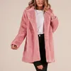 Kvinnors päls kvinnor Autumn Spring Fluffy Plush Faux Coat Casual Long Sleeve Turn-Down Colle Pockets Jacket Outwear 3x