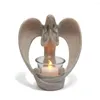 Ljushållare Votive Bereavement Angel Figurine Holder Memorial Gift Condolence Remembrance Desktop Praying Church med flimrande LED