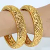 Bangle 24k Saudiarabiska guldarmband Dubai -armband för kvinnliga afrikanska smycken Etiopisk bröllopspresent