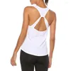 Damestanks Women Workout Tanktops Back Cutout Mouwess Sports Activewear Gym Athletic Running Shirts Losse Fit Solid Color