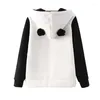 Kvinnors hoodies 2022 Panda Fleece Cute Printed Sweatshirt L￥ng￤rmade ￶ron Hooded Pullover For Party Daily Daily