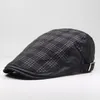 Bérets CNTANG marque hommes béret rayé Plaid mode casquette plate pur coton rétro français Golf décontracté été chapeau de soleil réglable