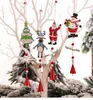 Décorations de Noël 2022 suspendu créatif en bois peint père noël flocon de neige cloche chaîne arbre carillons éoliens