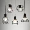 Lampes suspendues Cage en fer forgé peinte en noir industriel nordique avec cordon par défaut de 120 cm suspendu lumière chaude LED E27 Edison ampoule lumières