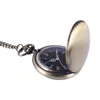 Pocket Watches 8087smooth och Bright Fashion Retro Two-Faced Watch Bronze With Necklace