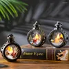 Night Lights 2023 Christmas Retro Round Small Wind Lamp Window Decoration Tree Pendant LED Glass Candle Light