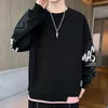 灰色のスウェットシャツメンヒップホップ韓国ファッション秋の春の服カジュアルトップス長袖シャツ男性毎日ベーシックスウェットシャツを着る