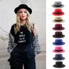 BERETS Fashion Ladies Wool Cylinder Fedora Autumn Winter Women's Top Hat Män kände sig breda brimta bowler Fedoras Vintage Classicberets