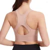 Yoga Kıyafet Yüksek Etkili Spor Sütyenleri için Fermuar Zip Ön Çarpışma Sırt Egzersiz Sarılma Kontrolü Zipper ile Çalışıyor