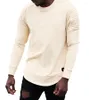 Herrtröjor män utomhus casual runda hals långärmad t-shirt personlighet ruffled raglan topp yttre slitage m-3xl