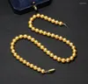 Chains Charming 18"8-9mm Natural South Sea Genuine Golden Round Pearl Necklace For Women Jewelry