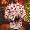 Hommes chemises décontractées hommes Santa bonhomme de neige impression chemise mode à manches longues revers bouton sauvage haut créatif mince décoration de fête