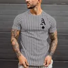 Koszulka T-koszulka męska dla mężczyzn Stripped Tshirt Summer Clothing Streetwear Okoła szyi moda pokerowa koszulki z krótkim rękawem