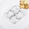 Bakvormen 4 stcs 3D roestvrij staal koekje puzzel vorm snijders toast cutter diy koek dessert bakware cake fondant malgereedschap