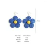 Boucles d'oreilles pendantes AENSOA fait à la main rotin raphia tricoté goutte de fleur pour les femmes bohême coloré gros bijoux d'été floraux