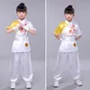 Stage desgaste infantil Chinês tradicional uniforme de kungfu hanfu ano taekwondo wushu tang terno bordado cetim meninos meninas taichi roupas