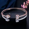 Bangle Trendy Exquisite Rose Gold and Silver Color Cubic Zircon Crystal Round Cuff Bangles for Women Dress Smycken