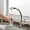 Robinets de cuisine 3 voies robinet double support trou filtre robinet d'eau Chrome noir doré boire