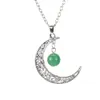 Collana con pendente a forma di luna cava di cristallo naturale in pietra Rero, perline da 10 mm, collana con ciondoli curativi in agata Reiki per gioielli da donna