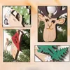 Christmas Decorations 3pcs/set Wooden Pendants Ornaments Car/Deer/Tree Wood Crafts Xmas Tree Year Kids Gift Party Decoration