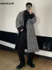 Lã masculina mistura Mauroicardi Autumn Winter Winter Longo Longo Black Patchwork Trench Coat Men Loose Casual Designer de luxo coreano Moda 220930