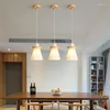 Pendant Lamps Nordic Chandelier Japanese Style Log Restaurant Lamp 3 Heads Modern LED Dining Bedside Bedroom Bar Glass