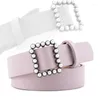 Belts Ladies Fashion Wild High-end Accessories Belt Pin Buckle Inlaid Pearl Square Decorative Tide Casual Waist Band Cinto
