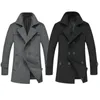 Herren-Wollmischungen, schwarzer Trenchcoat, Herren-Winterjacke, lässig, schlank, warm, langärmelig, Jacken, Herren, koreanischer Stil, übergroßer Mantel, Windjacke, Mantel 220930