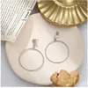 Stud Earrings Fashion Big Round Metal Hollow Out Gold For Women Jewelry