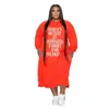 Plus size 3xl 4xl 5xl Vestidos causais Designer de capuz feminino Letra de manga longa Vestido de capuz de tamanho grande imprimido