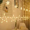 Dekoracje świąteczne gwiazdy światła sznurka LED Garland Fairy Curtain Light Indoor for Syceals Home Party