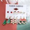 Hoop oorbellen Shuangshuo schattige kerstboom voor dames Xmas cartoon draagt ​​hoed candy handschoen sneeuwvlok set feestcadeau