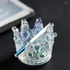 Candle Holders Multifunctional Creative Glass Crown Candlestick Embossed Ring Beauty Makeup Jewelry Storage Box Candelabra