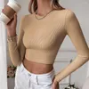 Women's T Shirts Sexy Backless Casual Short Slim Fit Knit Long Sleeve T-Shirt Top Bottom Outer Wear