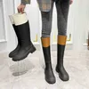 Bottes d'hiver Bottes en cuir Knight High Boots Couleur des femmes correspondant sous le genou grand talon de fond ￩pais chaussures de femme ￠ tube long 220914