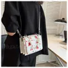 HBP 핸드백 여성 어깨 가방 2022 새로운 질감 작은 사각형 가방 인쇄 크로스 바디 쇼핑 지갑