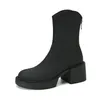 Vinter Ankelstövlar Mid-Calf Women Designer Round Toe Low Hool