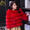 Dames fur faux fanpuguizhen dames jassen herfst winter mode roze jas elegant dikke warme bovenkleding nep vrouw jassen 220930