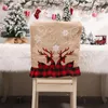 Décorations de noël housse de chaise en tissu Elk père noël pour la maison accessoires de décoration de Table cadeaux décor de noël