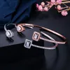 Bangle Trendy Exquisite Rose Gold and Silver Color Cubic Zircon Crystal Round Cuff Bangles for Women Dress Smycken