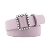 Belts Ladies Fashion Wild High-end Accessories Belt Pin Buckle Inlaid Pearl Square Decorative Tide Casual Waist Band Cinto