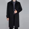 Hommes laine mélanges hiver veste manteau décontracté mince col Long coton Trench luxueux marque vêtements 220930