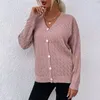 Vrouwen voor dames met een enkele borsten gebreide Cardigan 2022 V-Neck Solid Female Breien Tops European Style Spring Autumn Ladies Sweaters