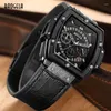 Montres-bracelets BAOGELA Hommes Sport Chronographe Quartz Montres Mode Bracelet En Cuir 24 Heures Affichage Armée Montre-Bracelet Pour Homme 1703Noir