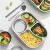 Dinnerware Sets 304 Stainless Steel Partition Insulation Lunch Box School Tableware Plate Children's Portable Bento