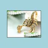 Collier pendentif Scorpion animal pour hommes femmes Antique or Sier Punk 3D colliers chaîne de corde Cool Hip Ho Mjfashion Dhqal