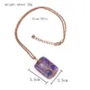 Rero Natural Stone Crystal Tree of Life Pendant Necklace Square Rectangle Reiki Agate Healing Charms Necklace for Women Jewelry